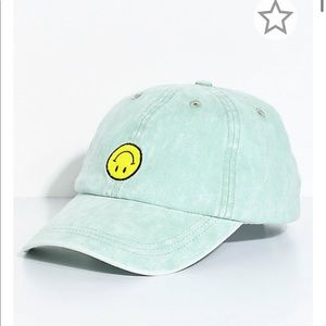 Teal Dad Hat with Smiley Face